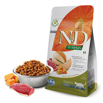 ND Balkabaklı Ördek ve Kavunlu Yetişkin Kedi Maması 1.5 Kg