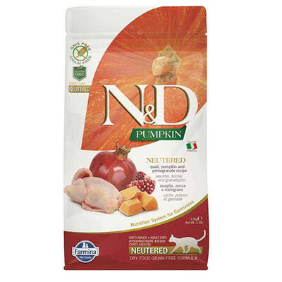 N&D Pumpkin Bıldırcın Etli Bal Kabaklı ve Narlı Taılsız Kısırlaştırılmış Kedi Maması 1,5 Kg